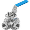 3-Way ball valve Series: VZBE Stainless steel/PTFE L-bore Handle PN63 Internal thread (NPT) 3/4" (20)